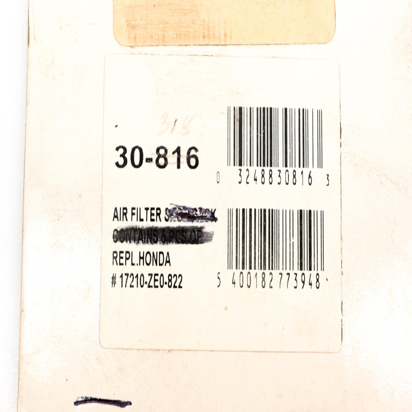 Oregon 30-816, 17210-ZE0-822 Air Filter NOS
