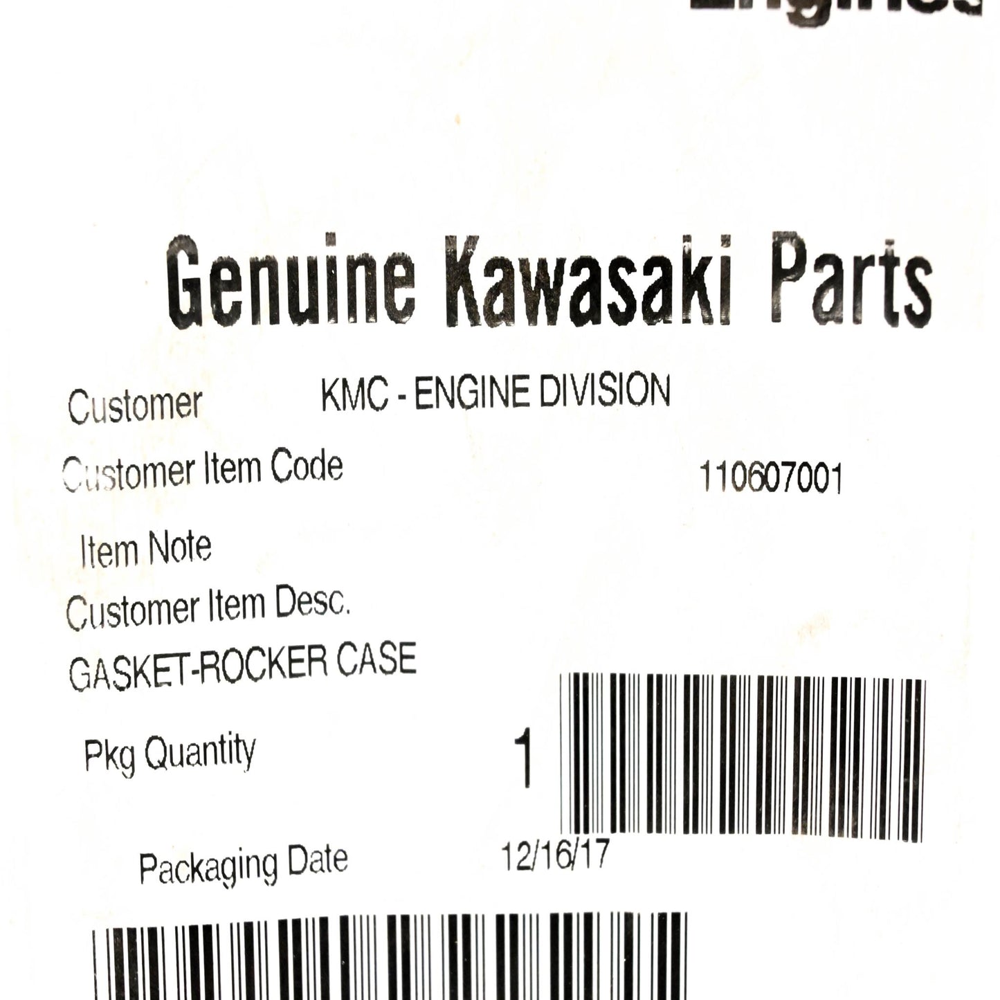 New OEM Kawasaki 11060-7001 Rocker Case Gasket NOS