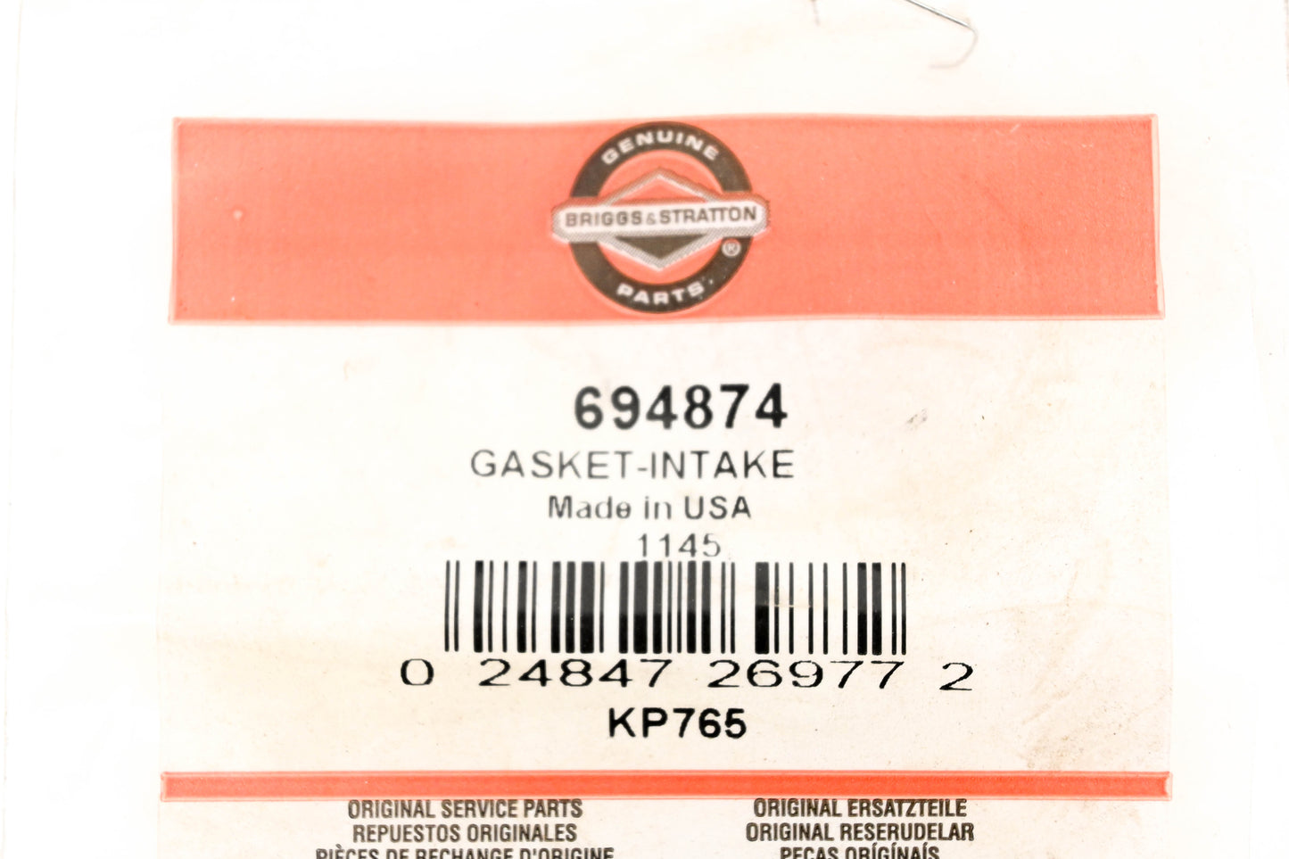 New OEM Briggs & Stratton 694874 Intake Gasket NOS