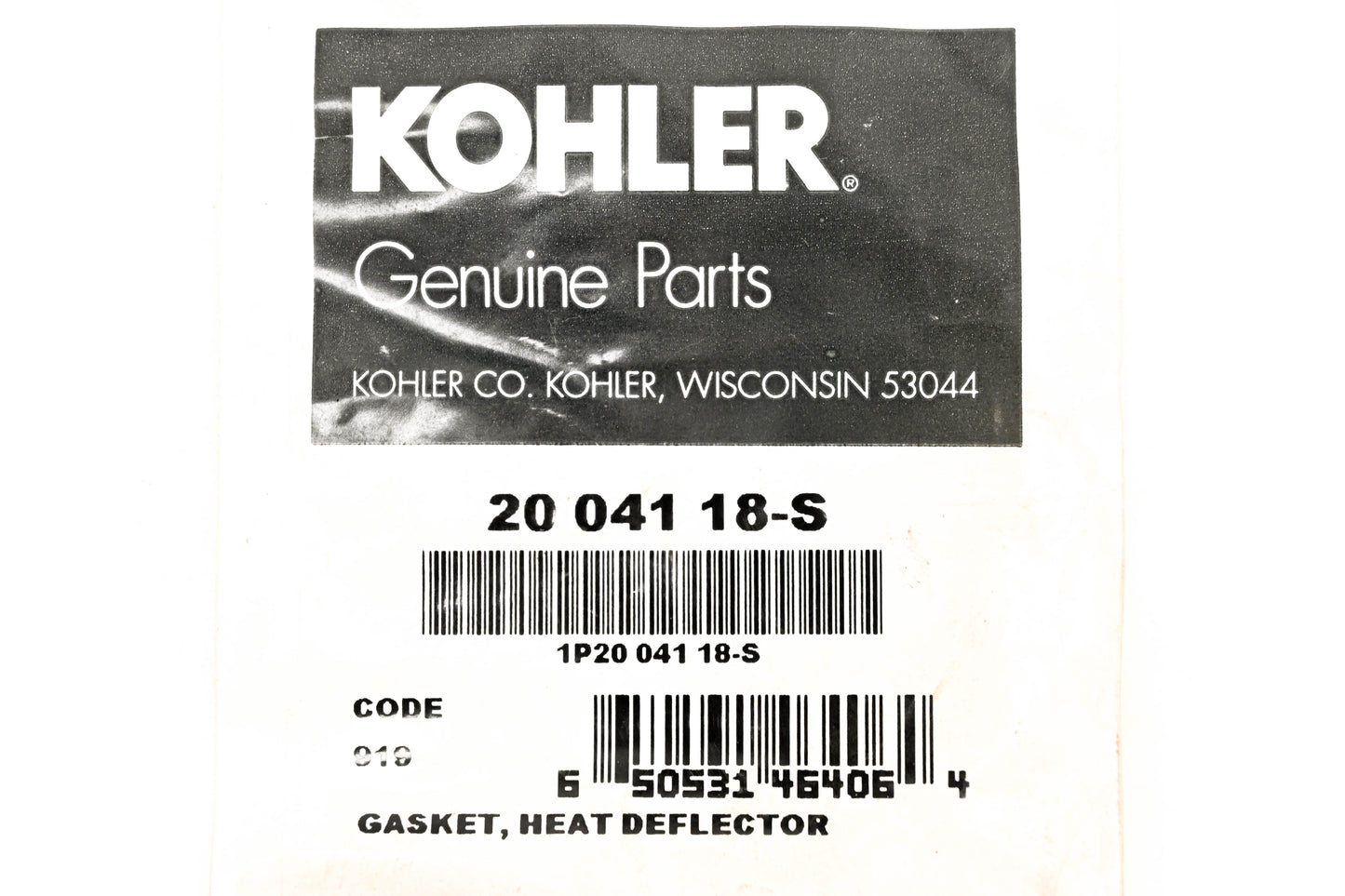 Kohler 20 041 18-S, 2004118-S Heat Deflector Gasket NOS