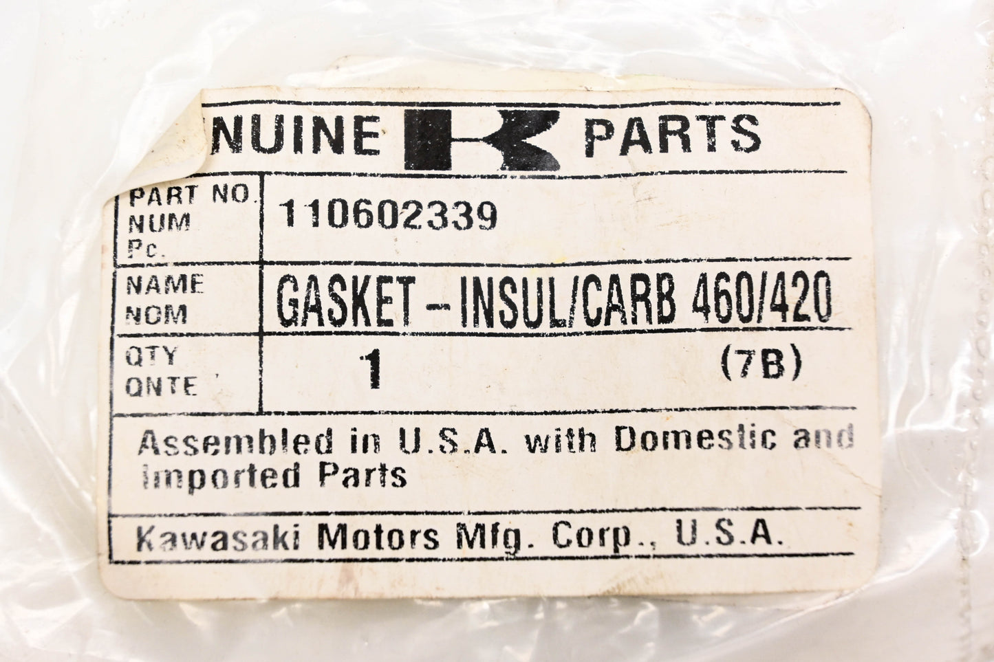 New OEM Kawasaki 11060-2339 Carburetor Gasket NOS