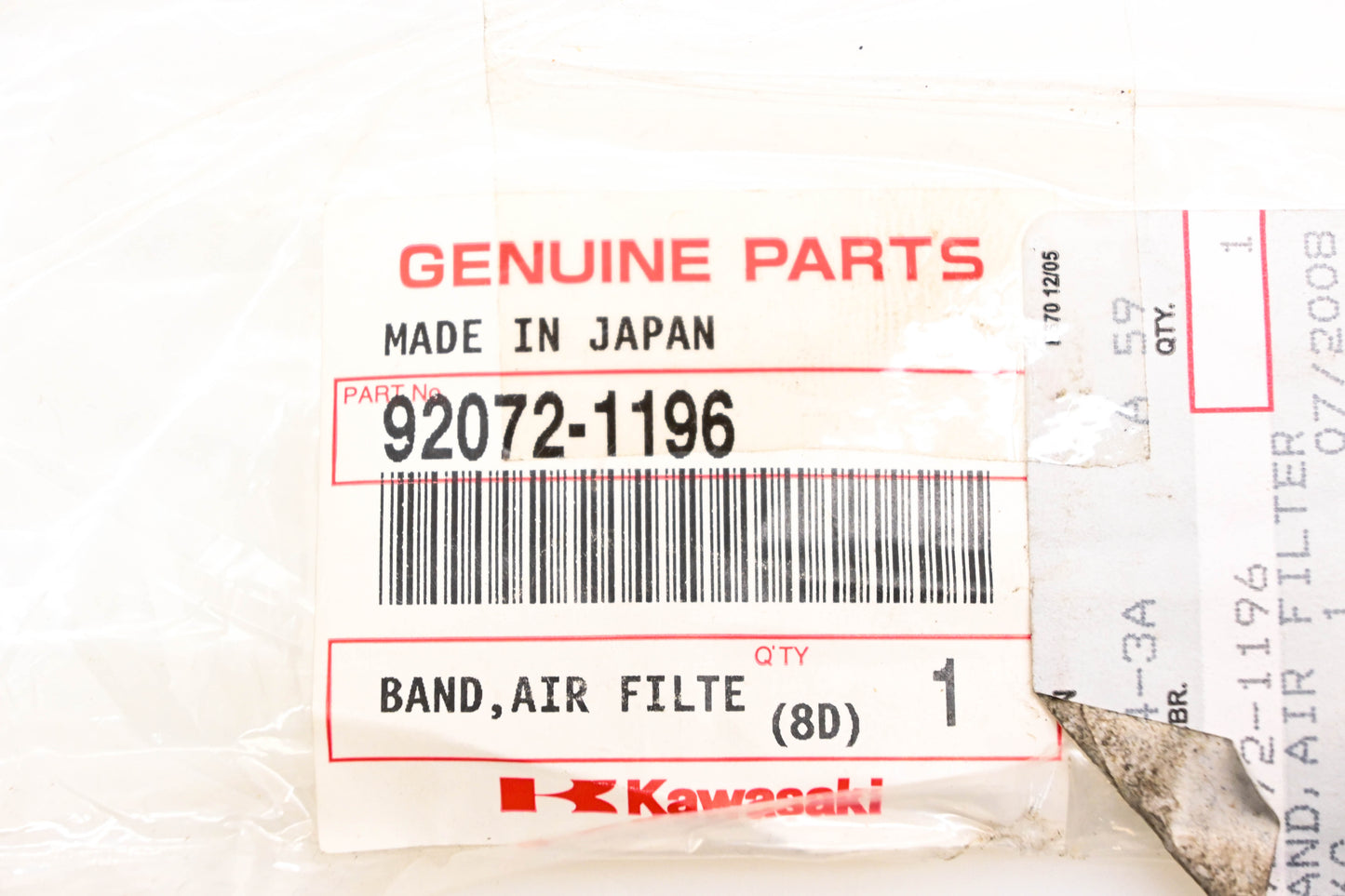 New OEM Kawasaki 92072-1196 Air Filter Band NOS