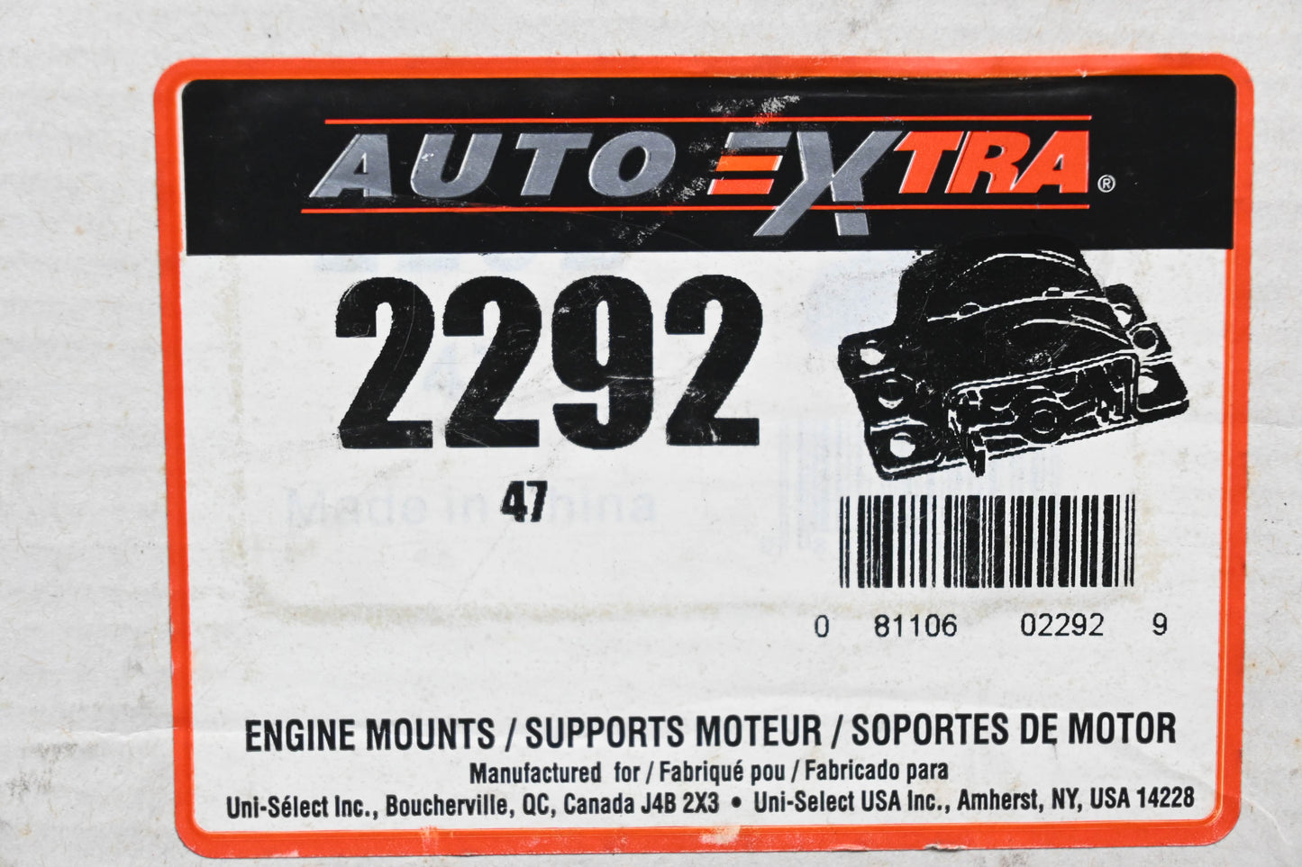 Auto Extra 2292 Motor Mount NOS