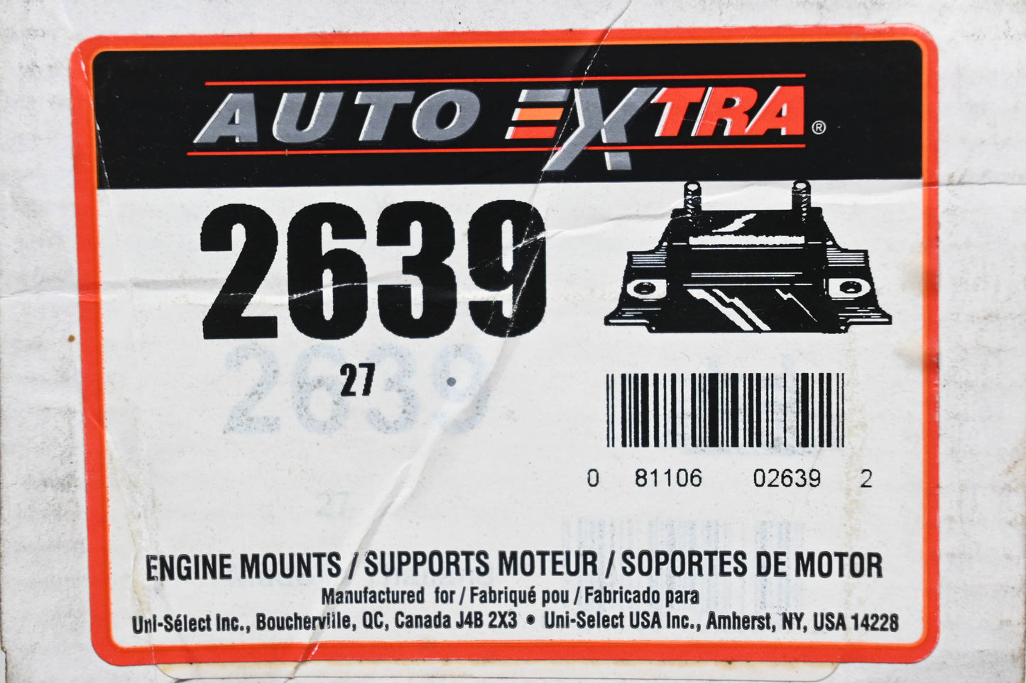 Auto Extra 2639 Rear Automatic Transmission Mount NOS