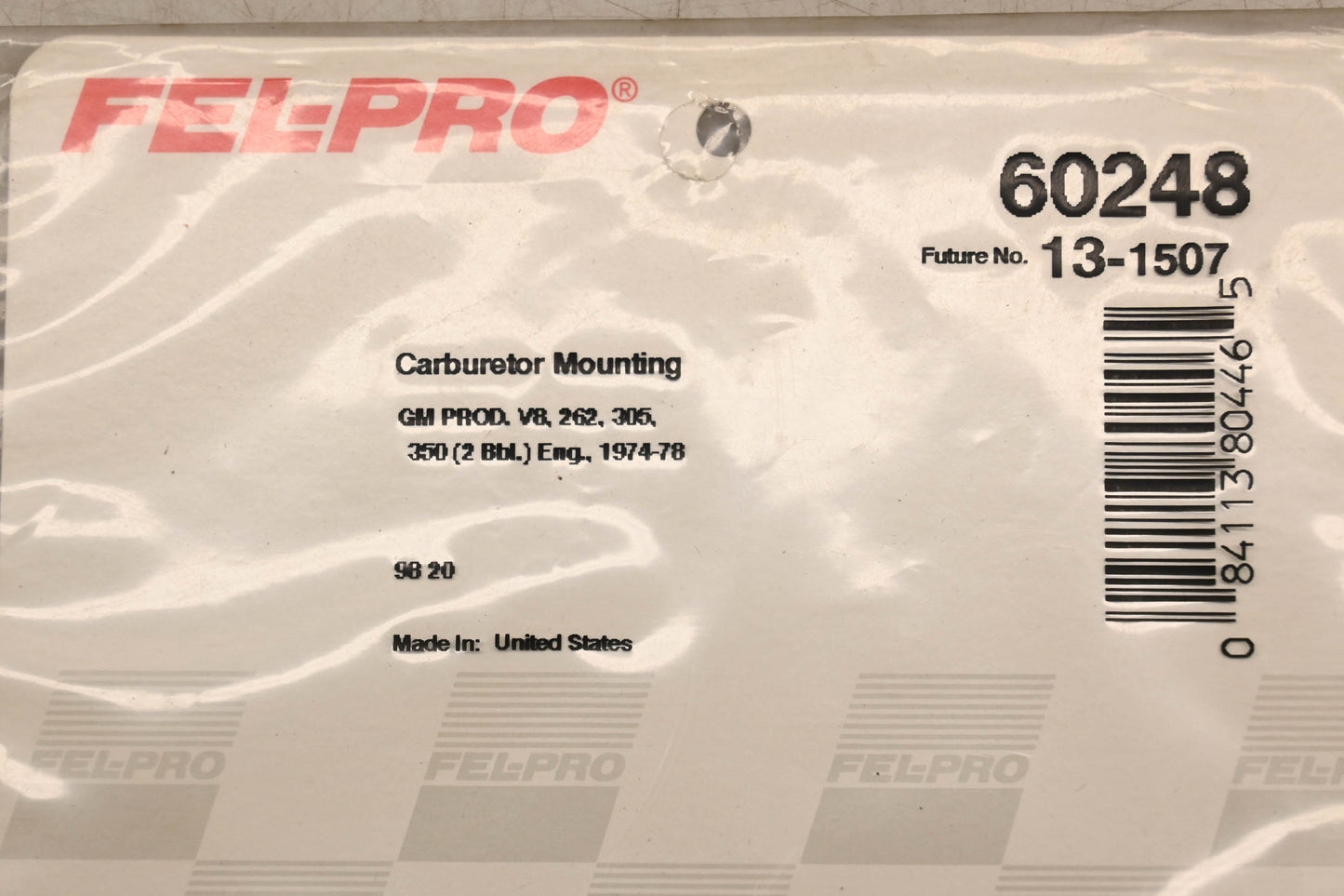 Fel-Pro 60248, 13-1507 Carburetor Mounting Gasket NOS