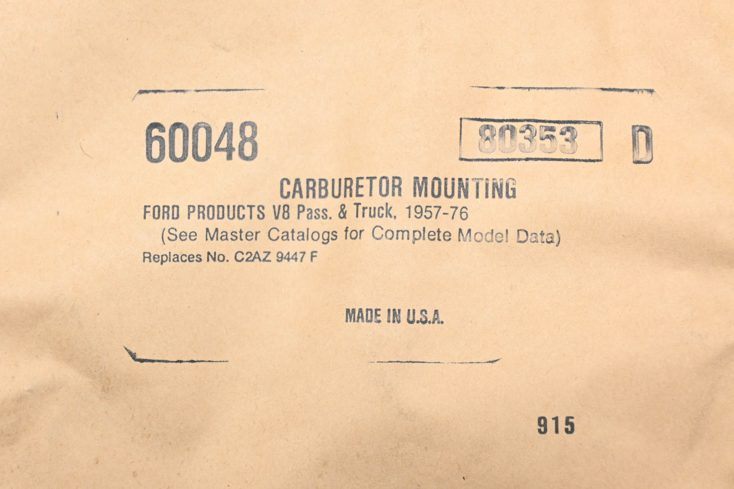 Fel-Pro 60048, 80353 Carburetor Mounting Gasket NOS