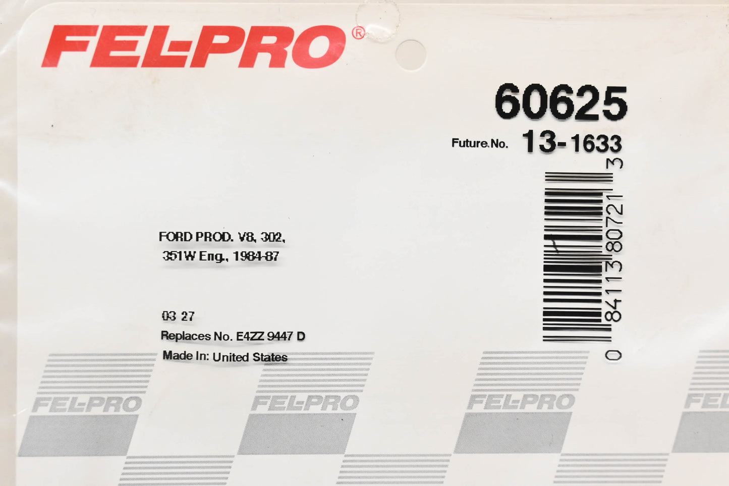 Fel-Pro 60625, E4ZZ9447D Carburetor Mounting Gasket NOS