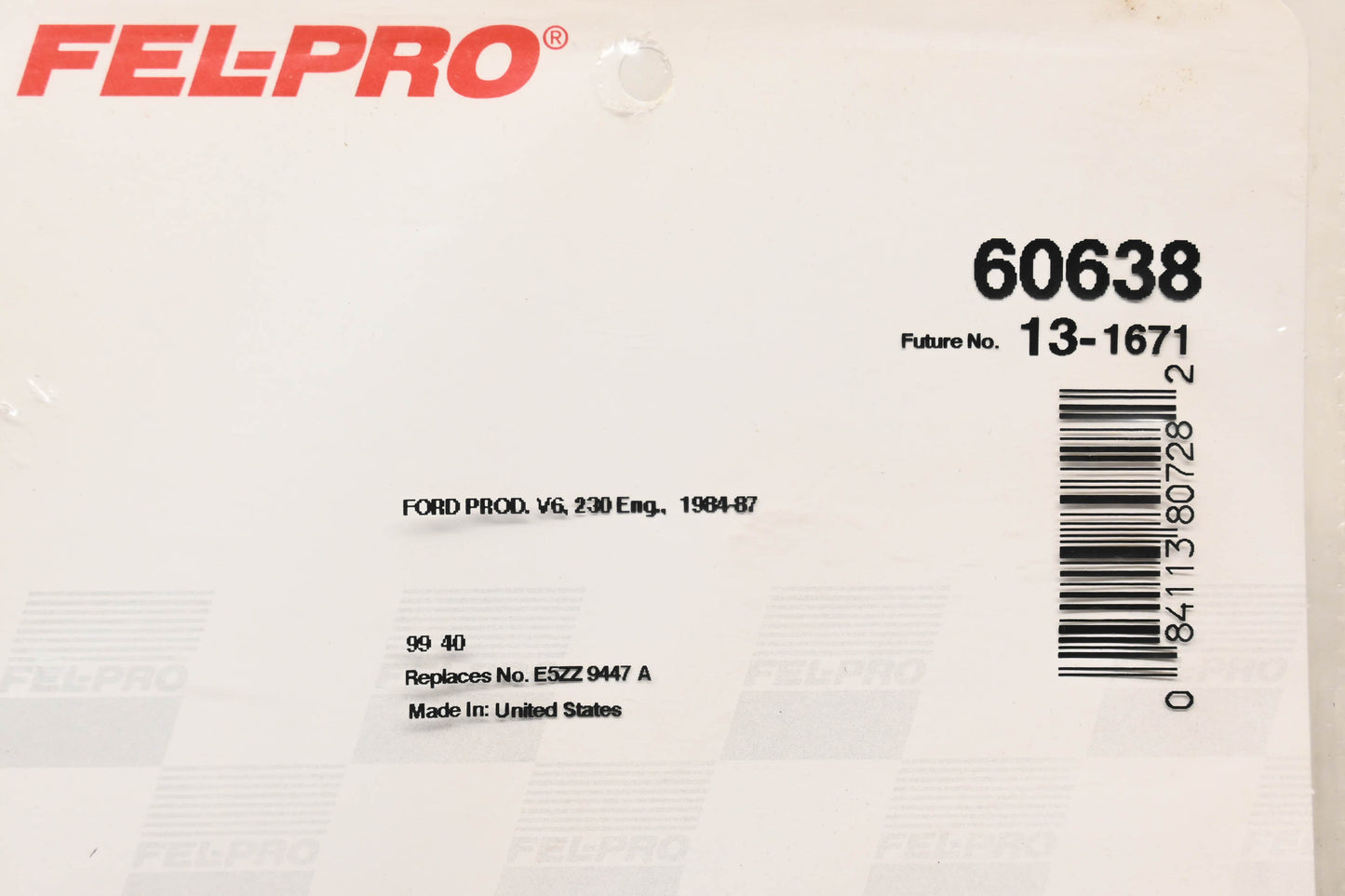 Fel-Pro 60638, E5ZZ9447A Fuel Injection Throttle Body Mounting Gasket NOS