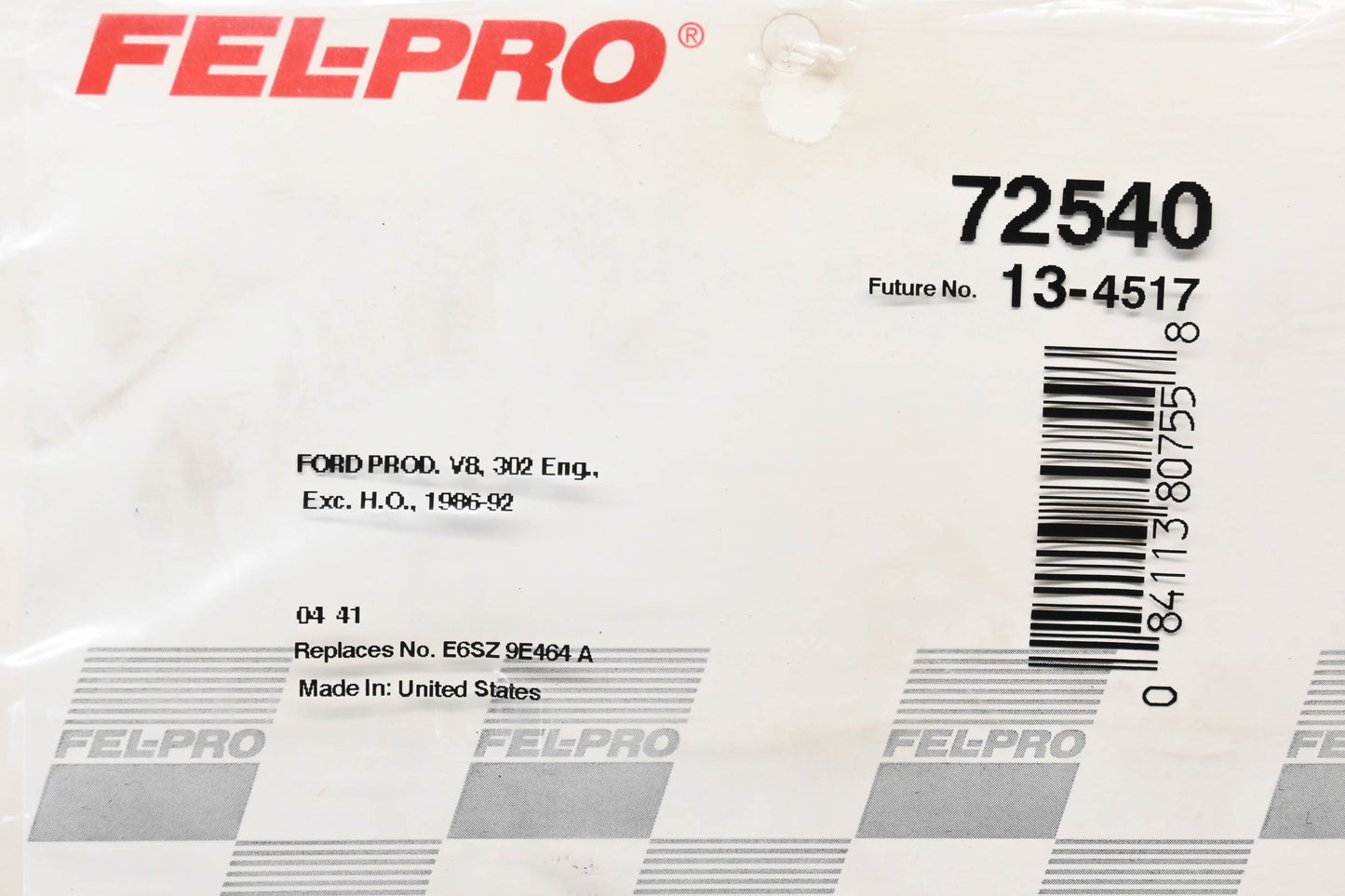 Fel-Pro 72540, E6SZ-9E464-A Fuel Injection Throttle Body Mounting Gasket NOS