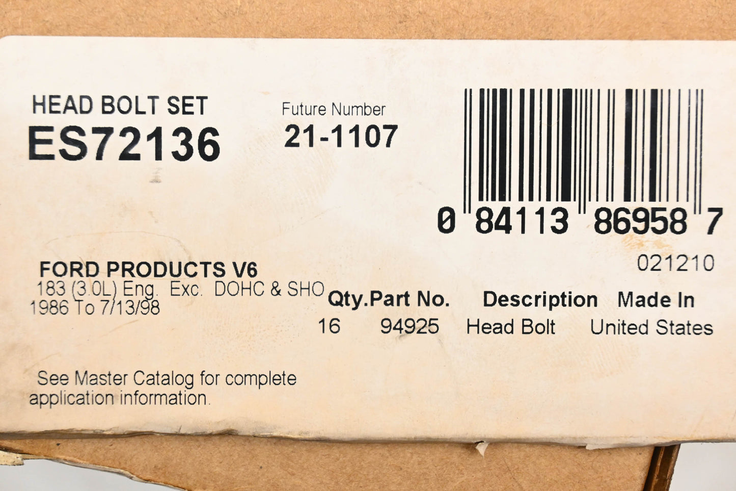 Fel-Pro ES72136 Head Bolt Kit NOS
