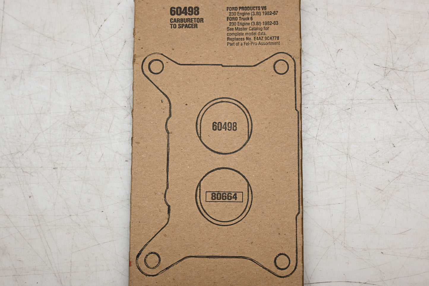Fel-Pro 60498, E6SE-9C477-AA, E4AZ-9C4778 Carburetor Mounting Gasket NOS