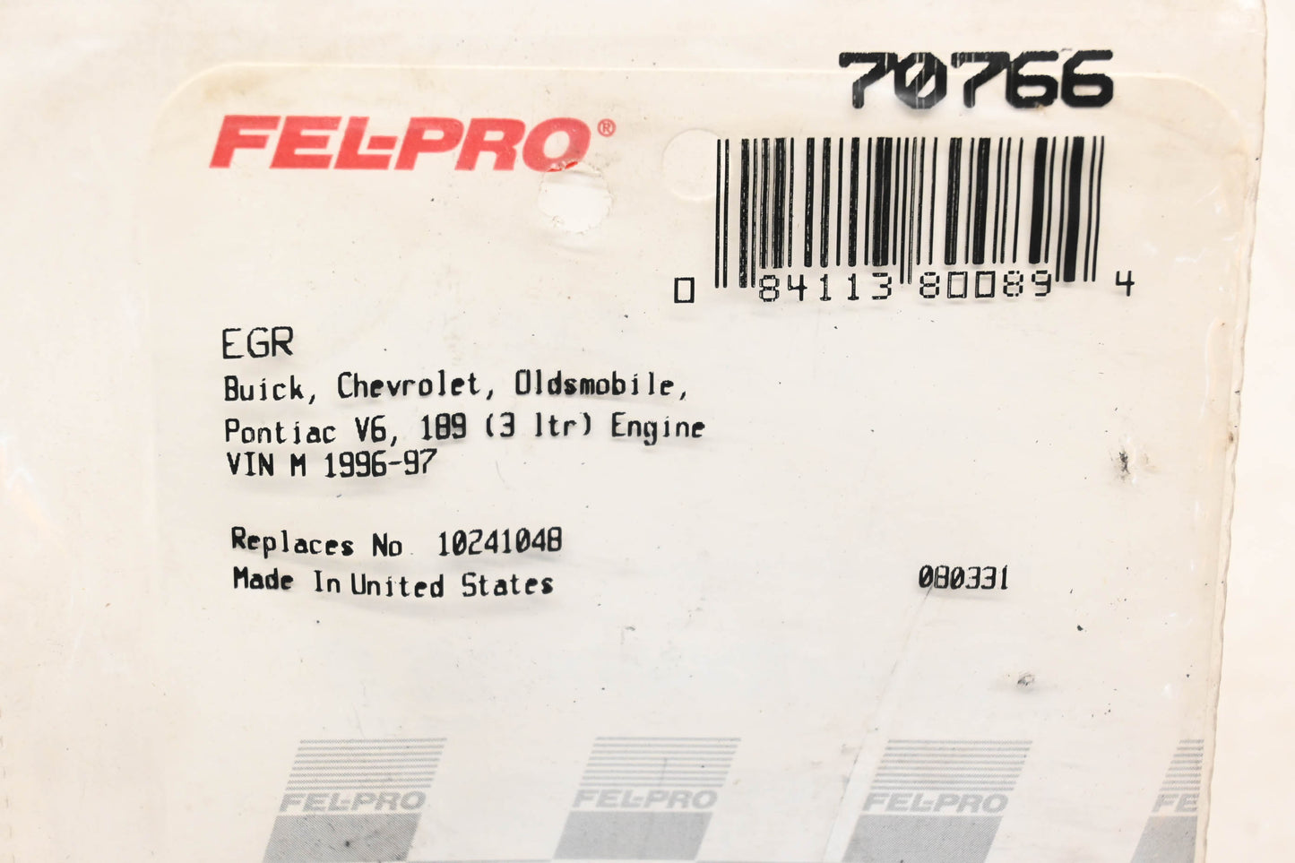Fel-Pro 70766, 10241048 EGR Valve Gasket NOS
