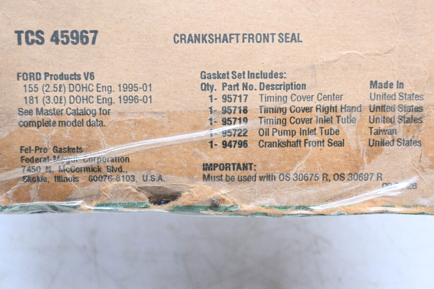 Fel-Pro TCS 45967 Timing Cover Gasket Kit NOS