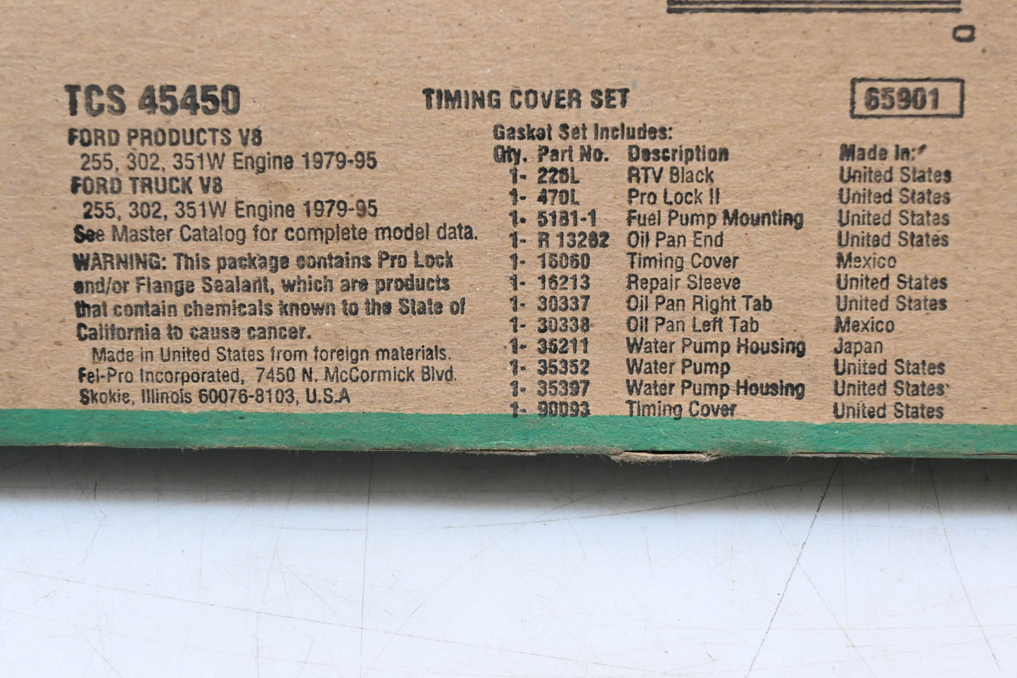 Fel-Pro TCS 45450 Timing Cover Gasket Kit NOS