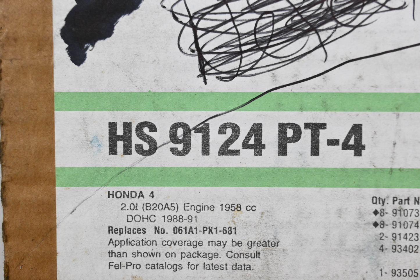 Fel-Pro HS 9124 PT-4, 061A1-PK1-681 Head Gasket Kit NOS