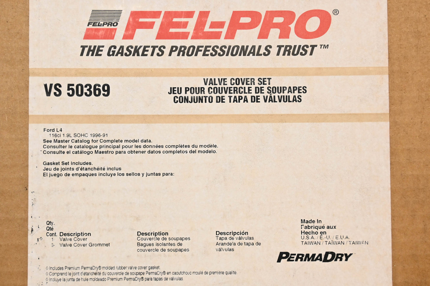 Fel-Pro VS 50369 Valve Cover Gasket Kit NOS
