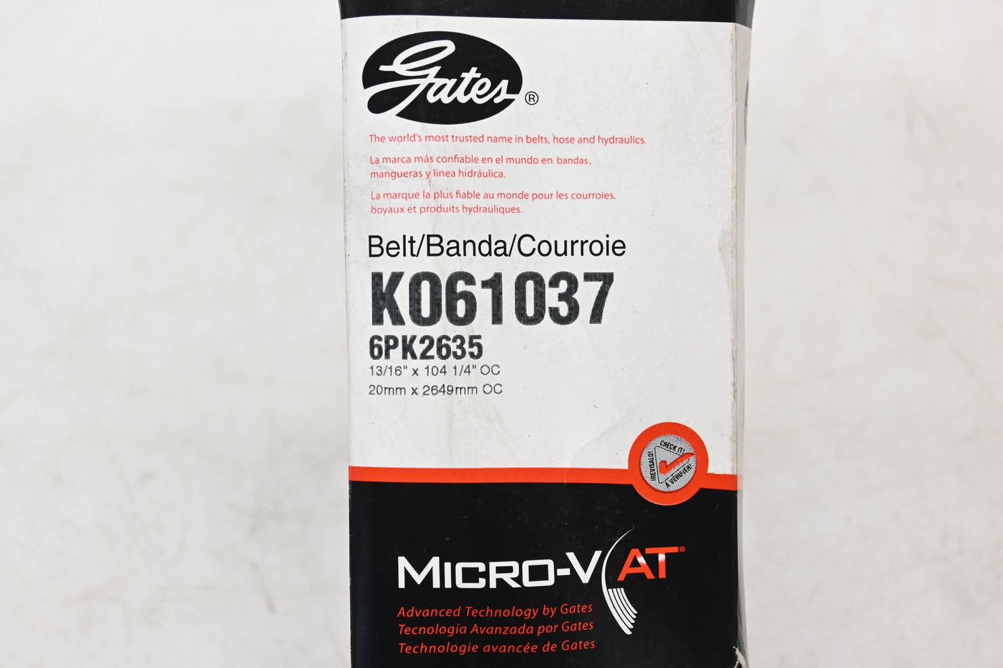 Gates K061037, 6PK2635 Micro-V Serpentine Belt NOS