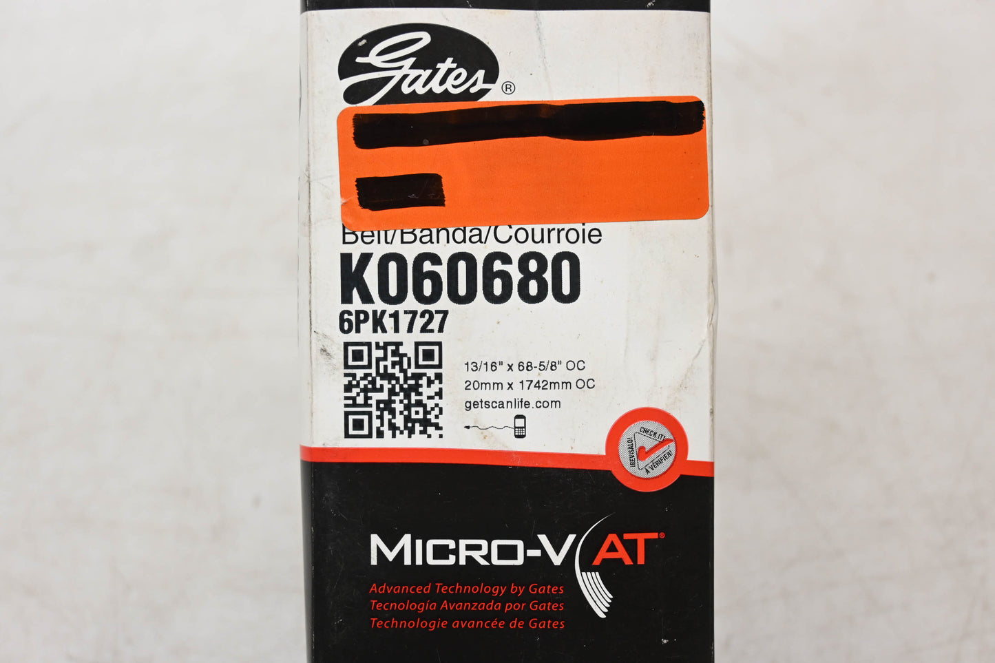 Gates K060680, 6PK1727 Micro-V Serpentine Belt NOS