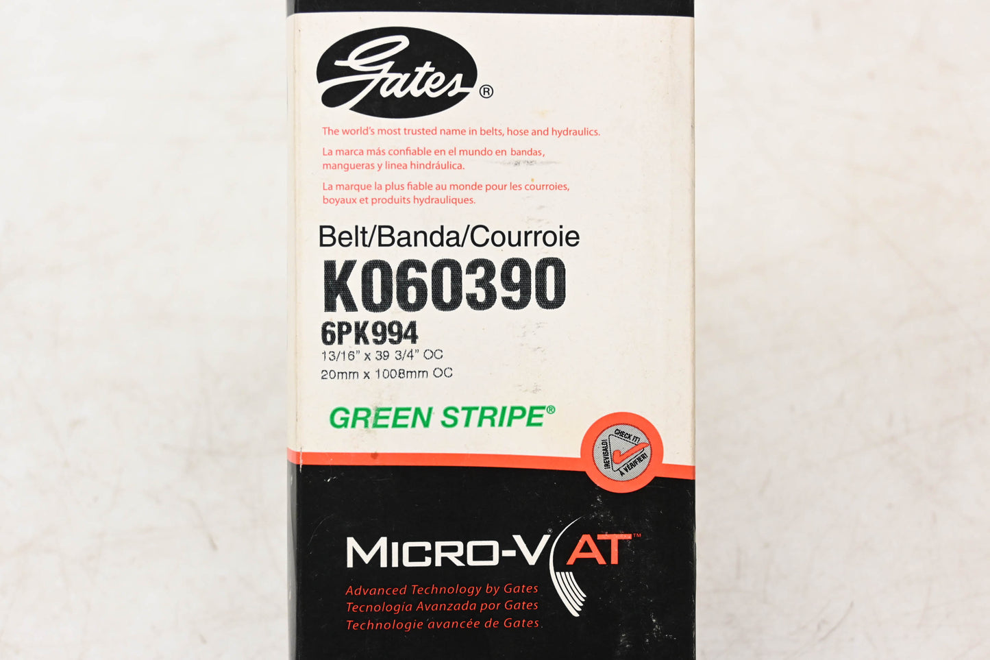 Gates K060390, 6PK994 Micro-V Serpentine Belt NOS