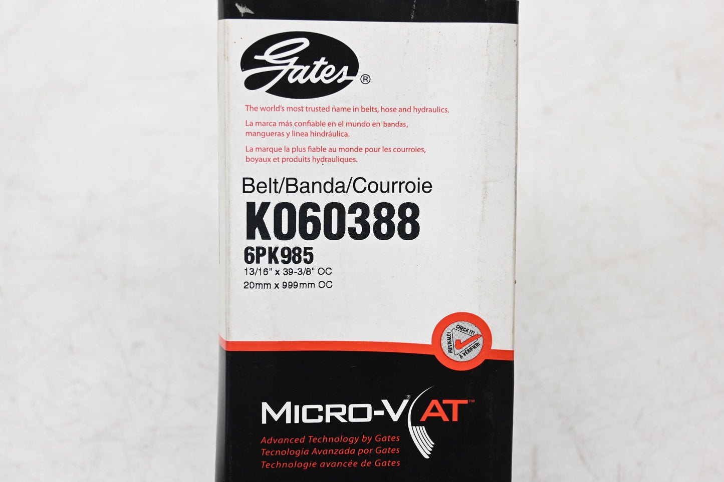 Gates K060388, 6PK985 Micro-V Serpentine Belt NOS
