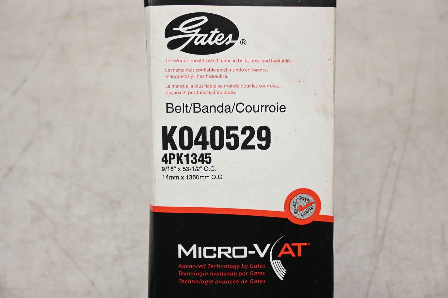 Gates K040529, 4PK1345 Micro-V Serpentine Belt NOS