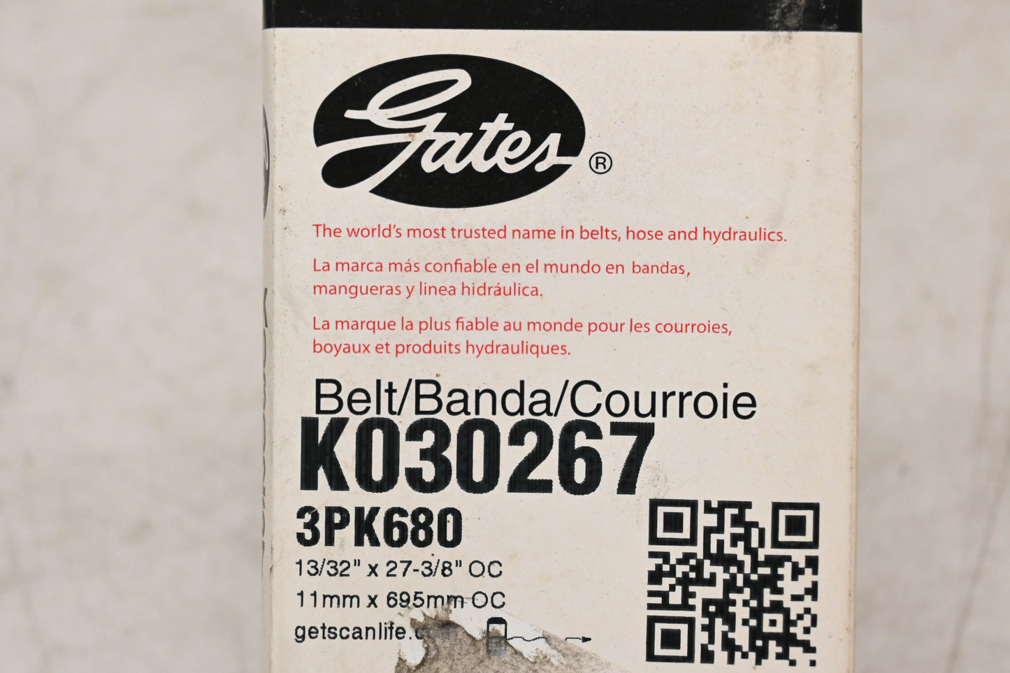 Gates K030267, 3PK680 Micro-V Serpentine Belt NOS