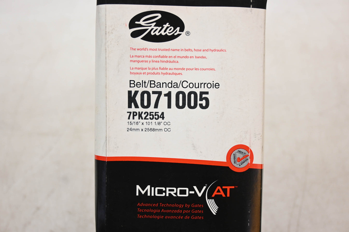 Gates K071005, 7PK2554 Micro-V Serpentine Belt NOS