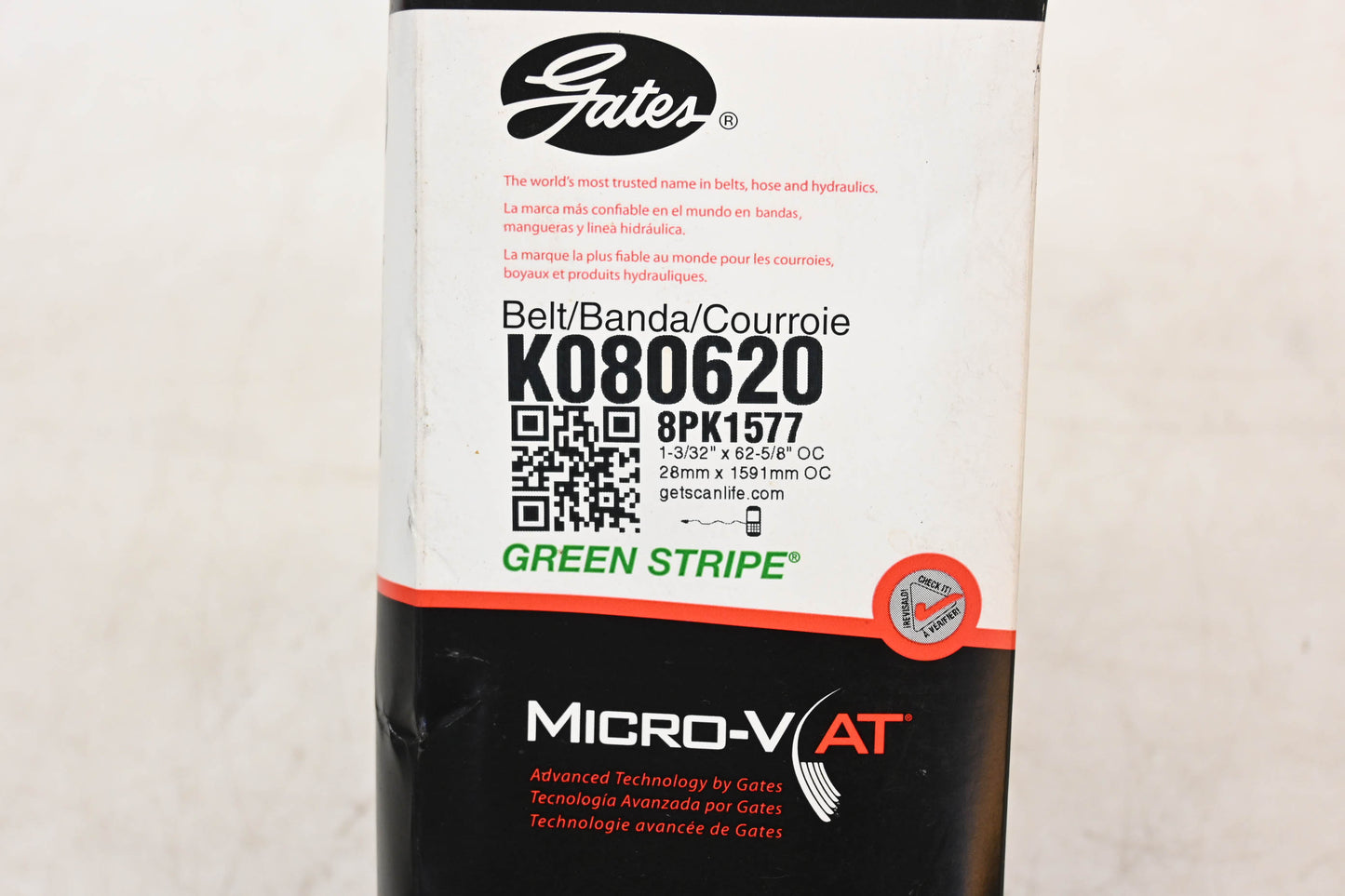 Gates K080620, 8PK1577 Micro-V Serpentine Belt NOS