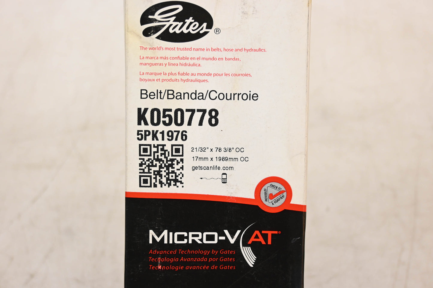 Gates K050778, 5PK1976 Micro-V Serpentine Belt NOS