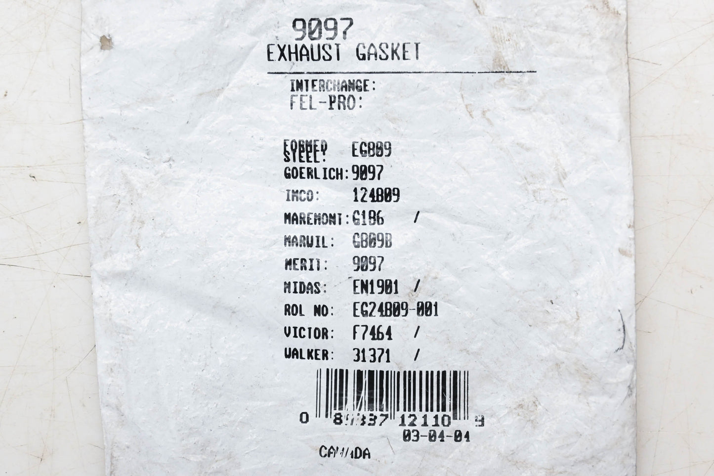 Aftermarket 31371, 9097, 124809 Exhaust Pipe Flange Gasket NOS