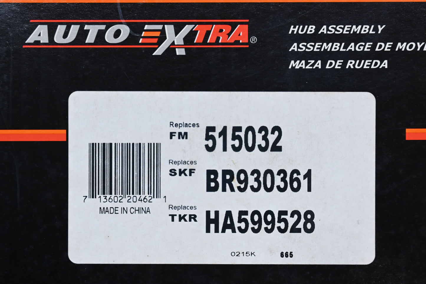 Auto Extra 515032, BR930361, HA599528 Wheel Bearing & Hub Assembly NOS