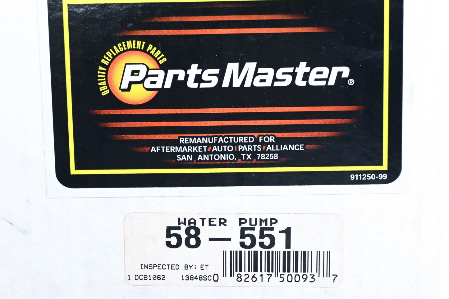 Parts Master 58-551 Water Pump Assembly
