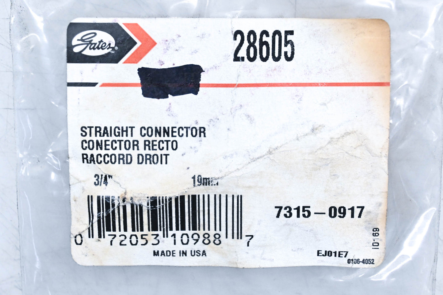 Gates 28605, 7315-0917 3/4" Heater Hose Connector NOS