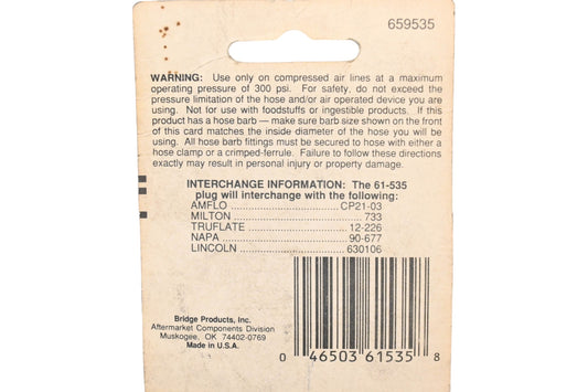 Camel 61-535 Type D Female Coupler Adapter NOS