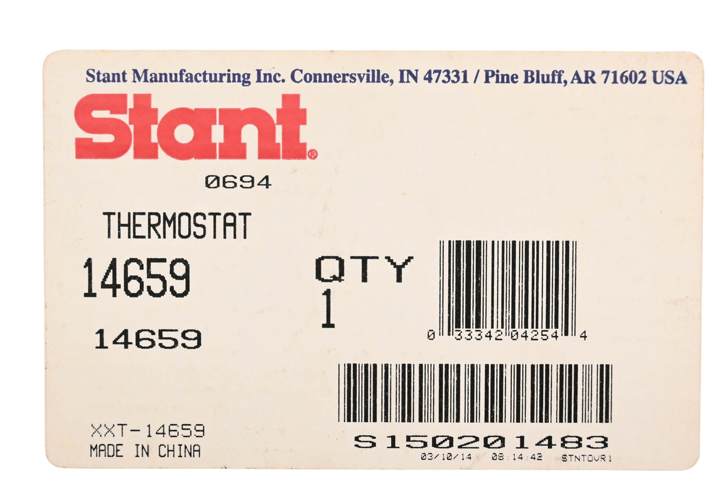 Stant 14659 Thermostat Water Outlet Assembly NOS