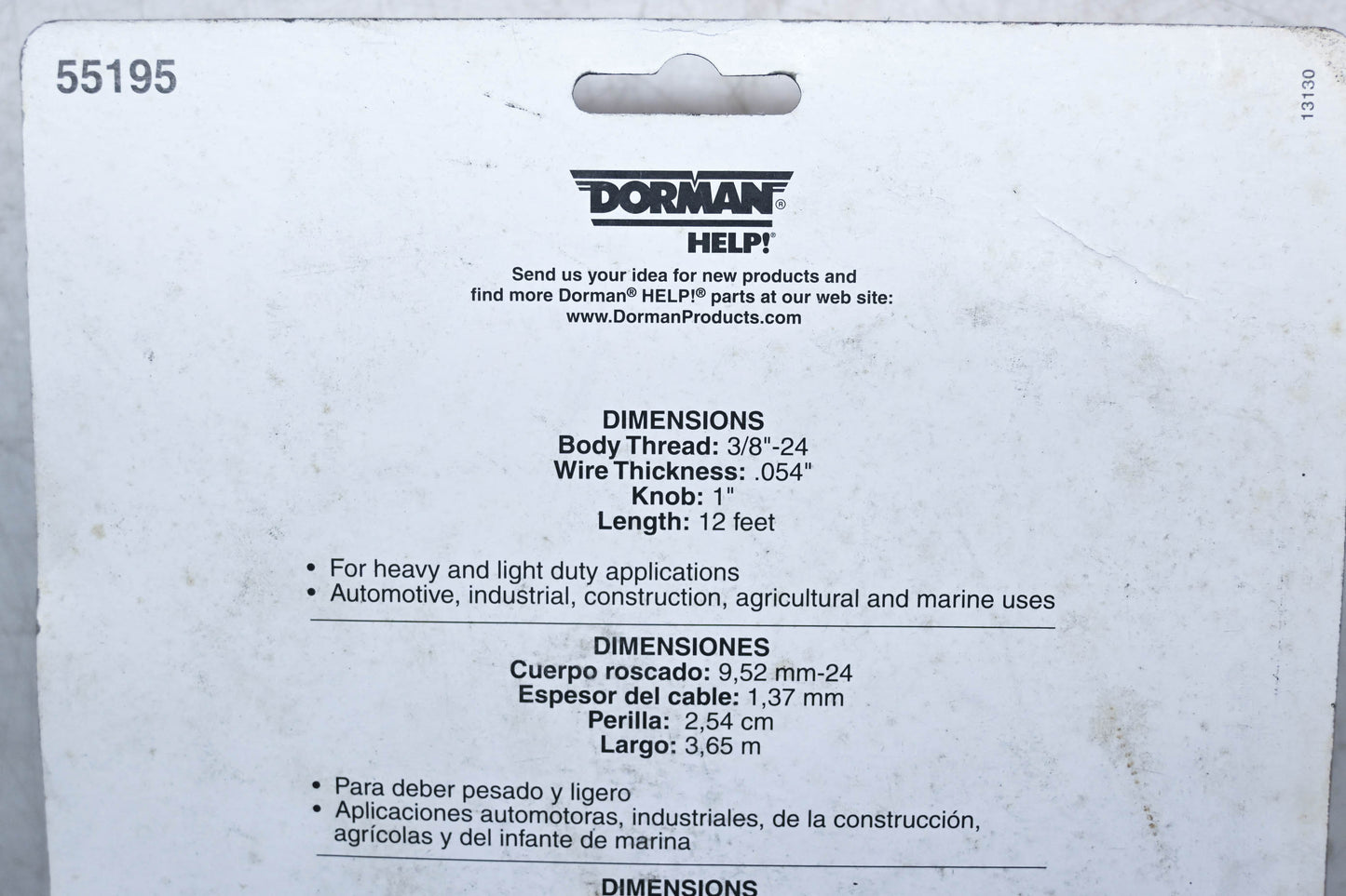 Dorman 55195 Multi-Purpose Control Cable NOS