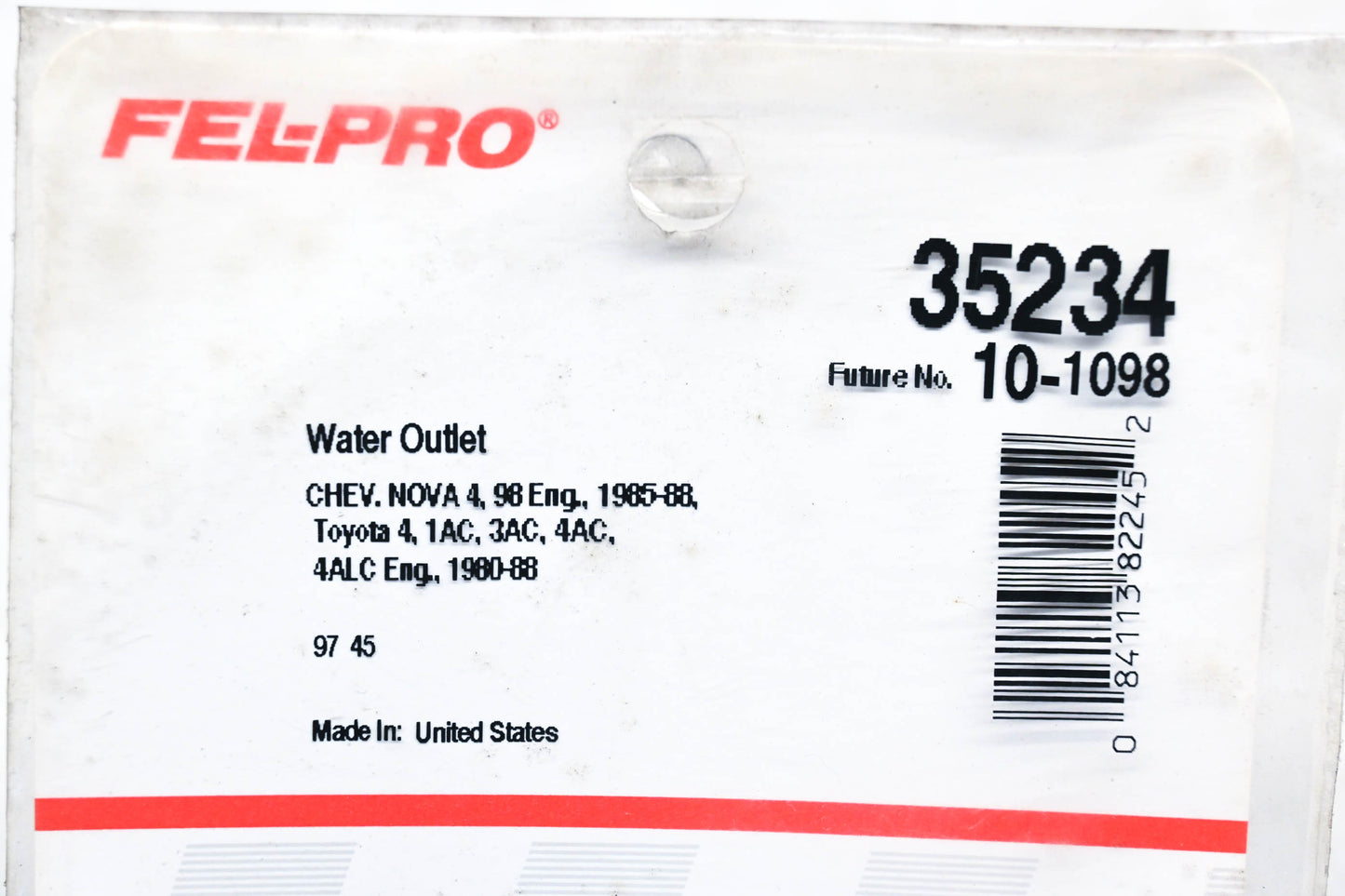 Fel-Pro 35234, 10-1098 Thermostat Housing Gaskets Qty 2 NOS