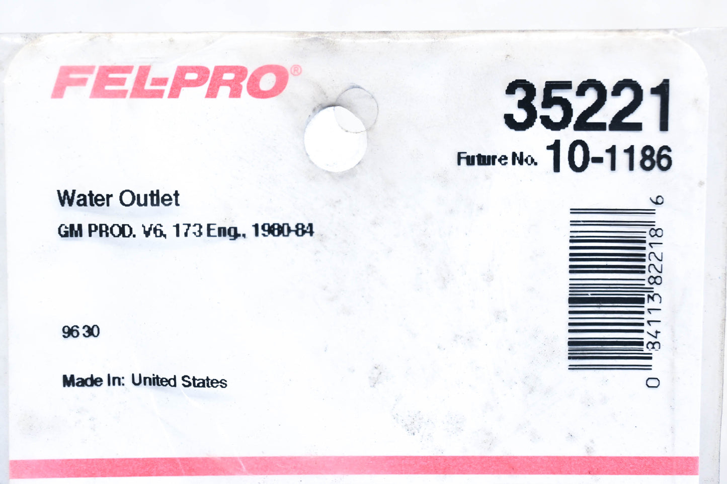 Fel-Pro 35221, 10-1186 Coolant Outlet Gaskets Qty 2 NOS
