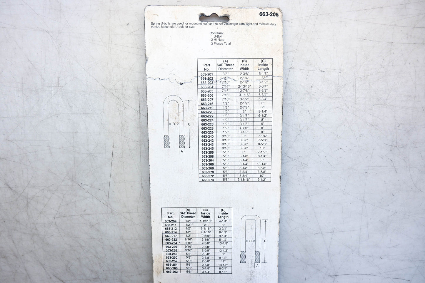 Dorman 663-205 U-Bolt Kit NOS