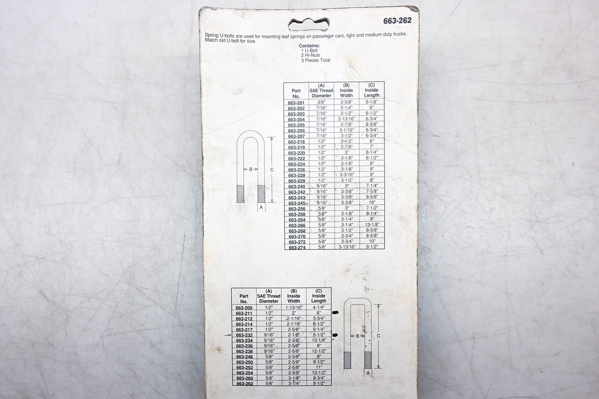 Dorman 663-262 U-Bolt Kit NOS