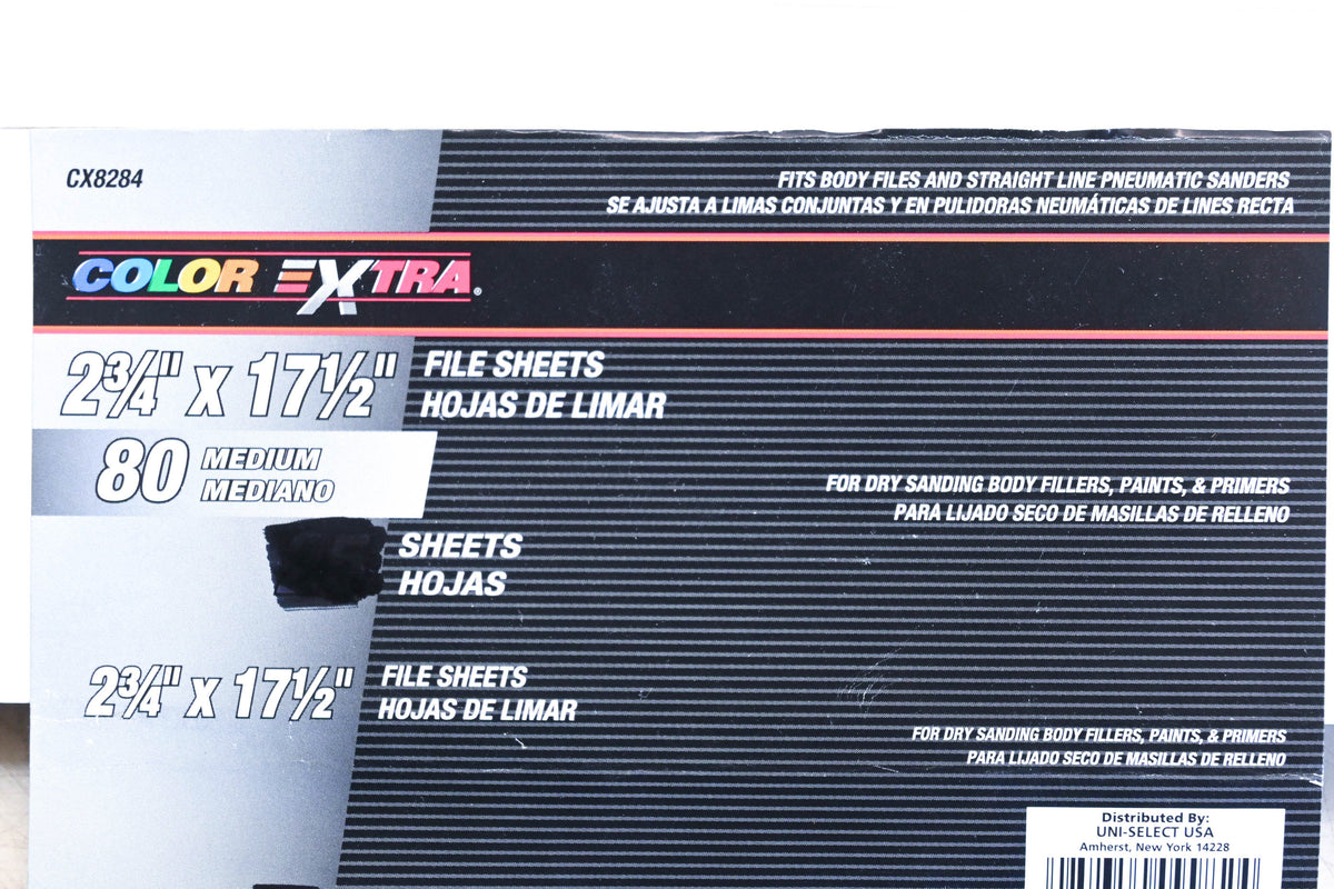 Color Extra CX8284 2-3/4" x 17-1/2" File Sheets 80 Grit Qty 7 NOS