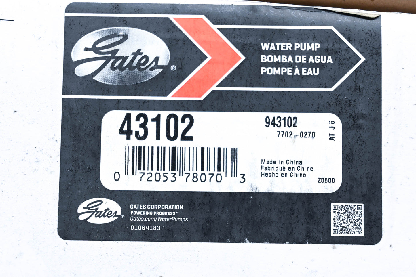 Gates 43102, 943102 Water Pump Kit NOS