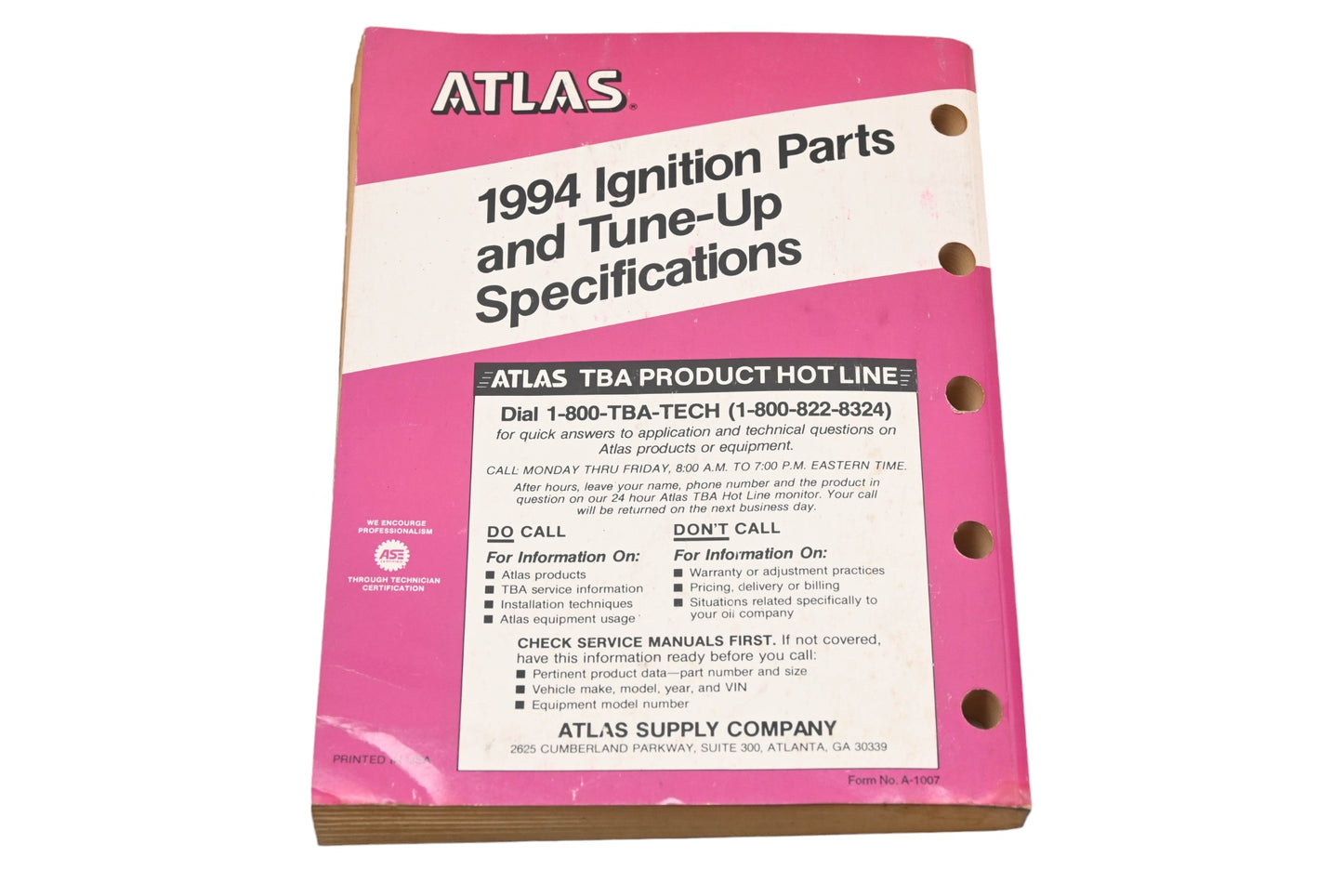 Atlas A-1007 1994 Ignition Parts & Tune-Up Specifications Catalog