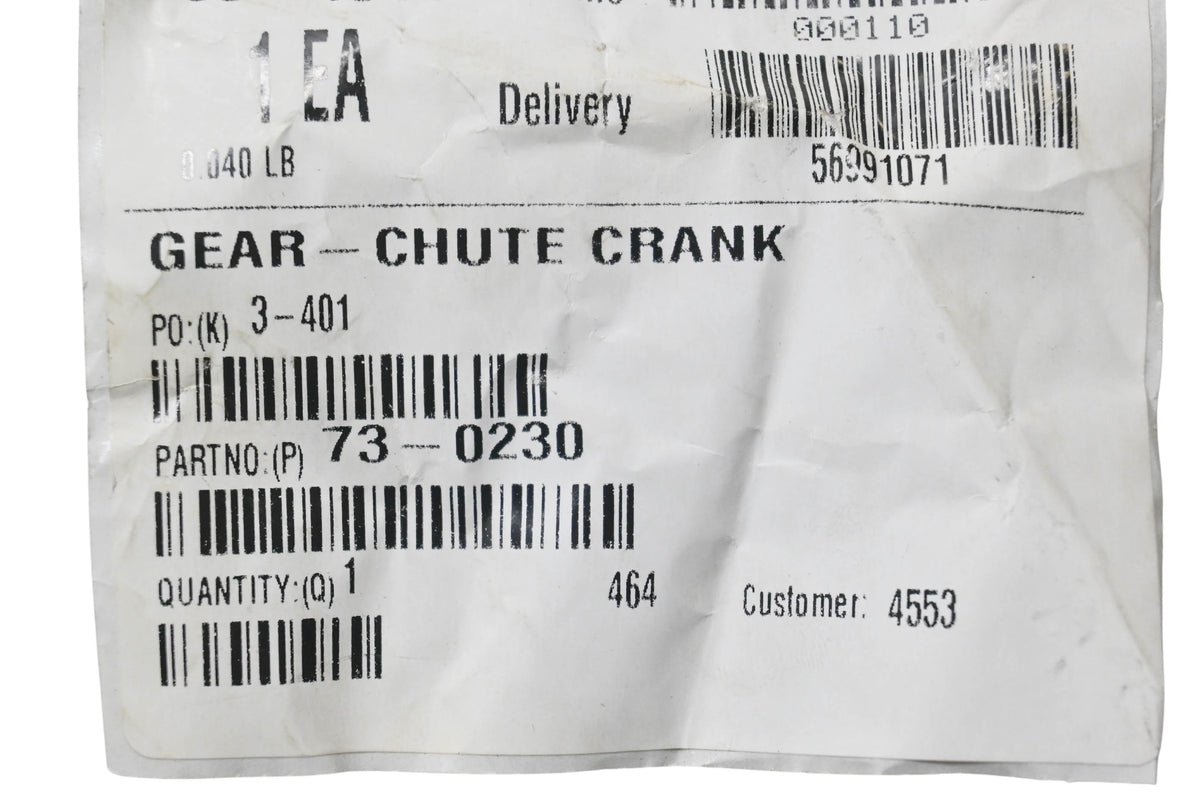 Toro 73-0230 Chute Crank Gear NOS