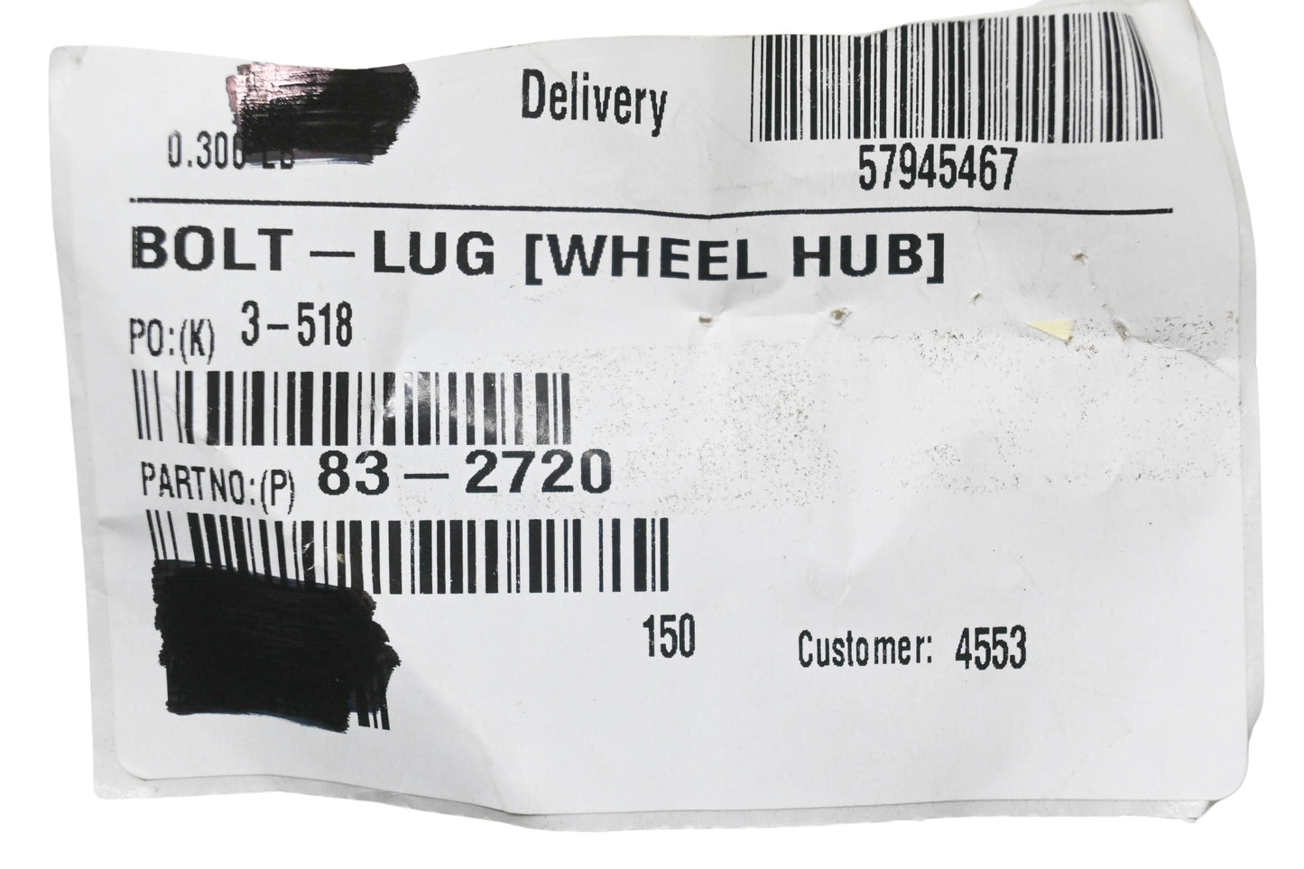 Toro 83-2720 Lug Bolt NOS
