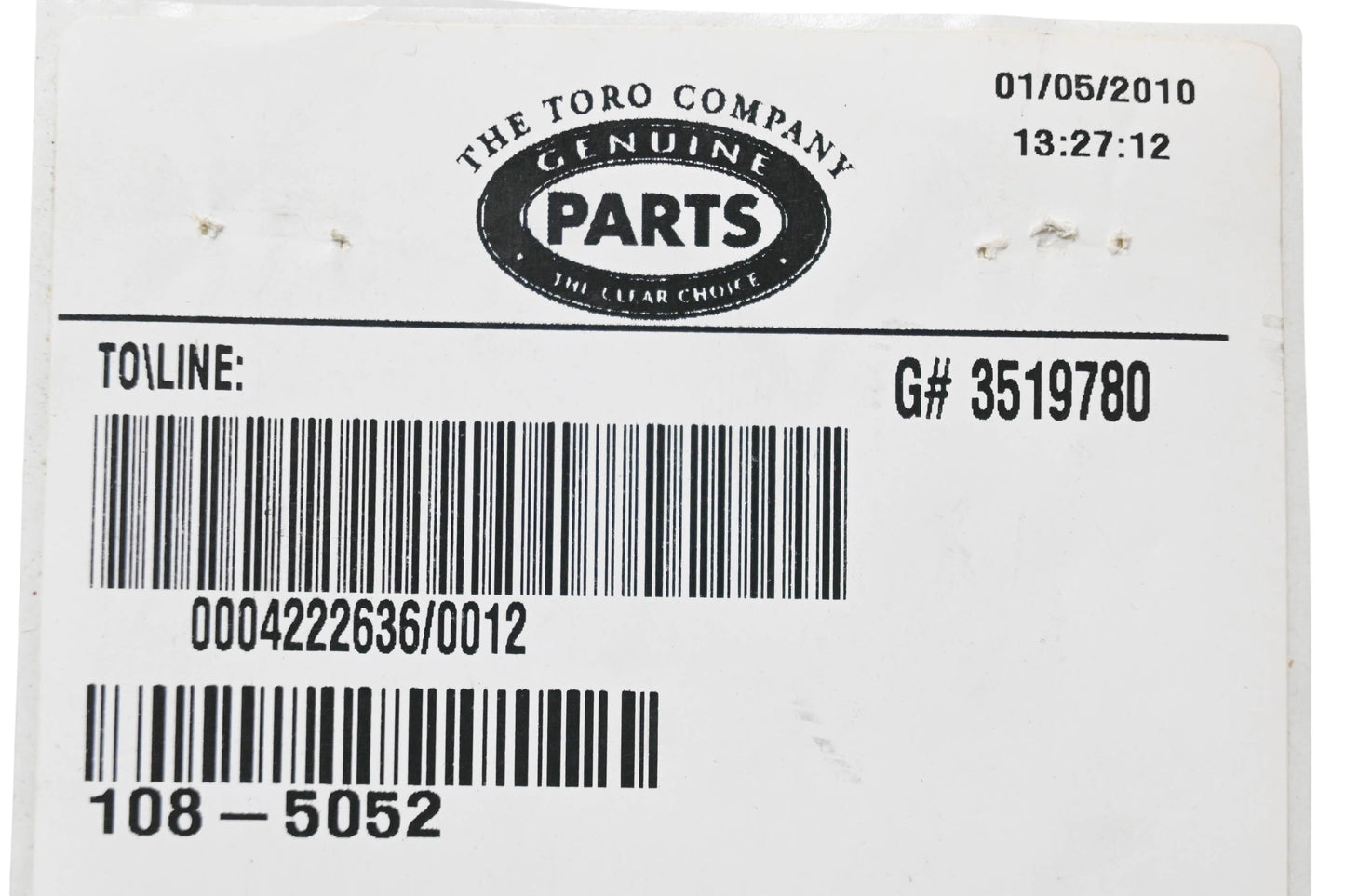 Toro 108-5052 Chute Seal NOS