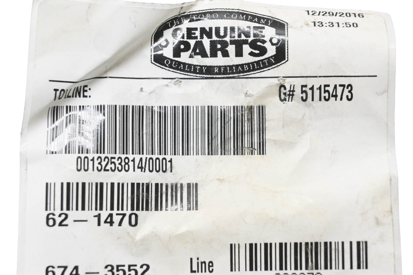 Toro 62-1470 Lockout Base NOS