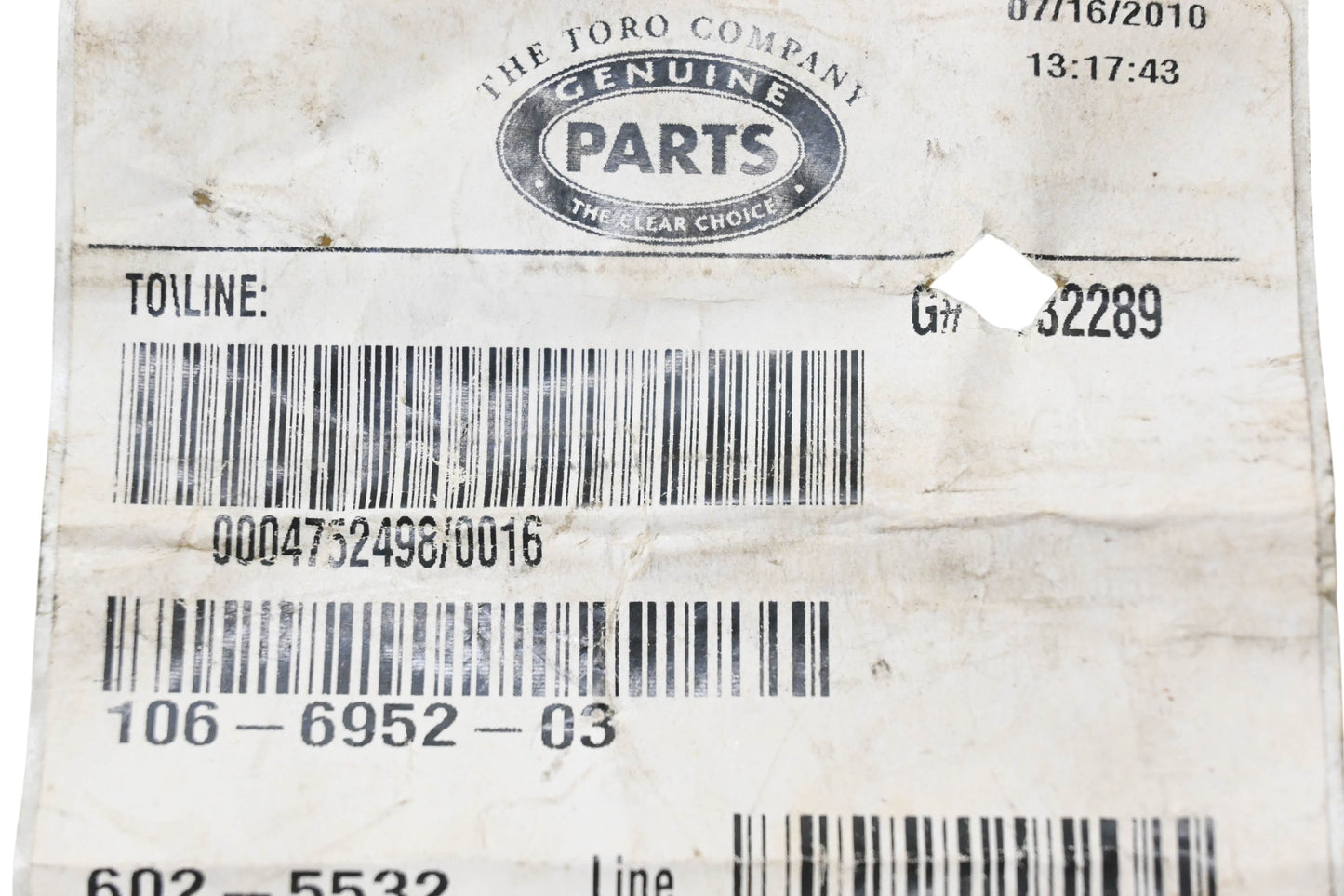 Toro 106-6952-03 Blow Out Side Ring NOS
