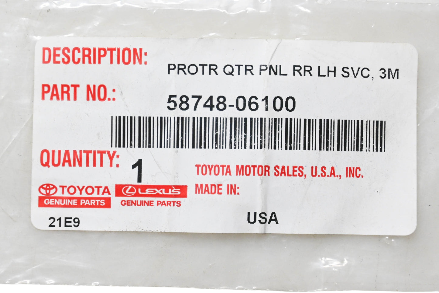 New OEM Toyota 58748-06100 Quarter Panel Protector NOS