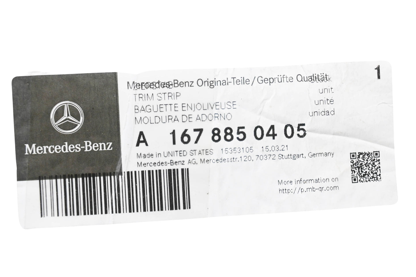 New OEM Mercedes-Benz 167 885 04 05 Trim Strip NOS